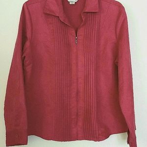 CJ Banks BANKS size L full zip bright pink velvety feel jacket.